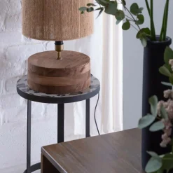 Made in Meubles Lampe À Poser<Lampe à poser ronde en bois de manguier Albane