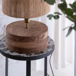 Made in Meubles Lampe À Poser<Lampe à poser ronde en bois de manguier Albane