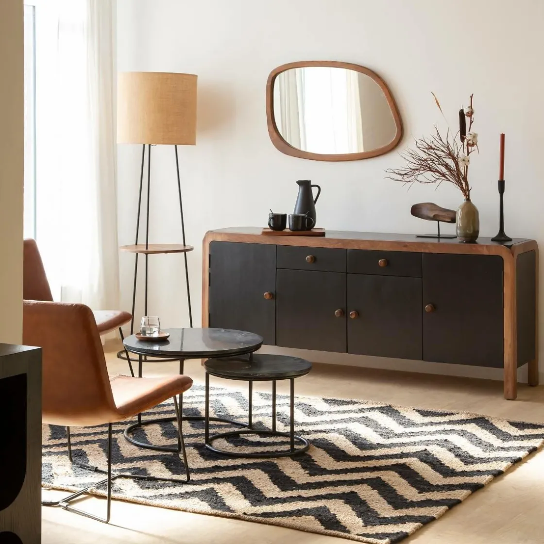 Made in Meubles Lampe Sur Pied<Lampe sur pied avec tablette en jute Odessa