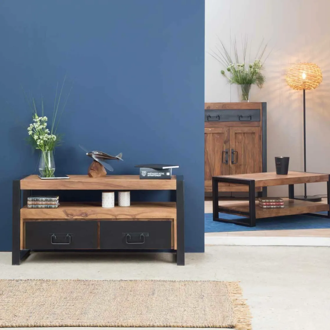 Made in Meubles Lampe Sur Pied<Lampe sur pied en métal et osier Erika