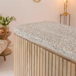 Made in Meubles Meuble Bar<Meuble bar en angle bois de manguier et terrazzo Lou