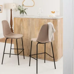 Made in Meubles Meuble Bar<Meuble bar en angle bois de manguier et terrazzo Lou