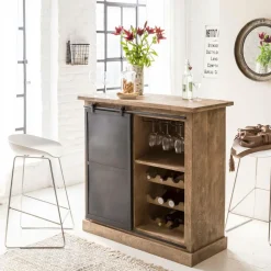 Made in Meubles Meuble Bar<Meuble bar en bois de manguier brossé et métal Helsinki