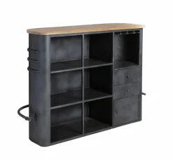 Made in Meubles Meuble Bar<Meuble bar en métal et bois de manguier Locker