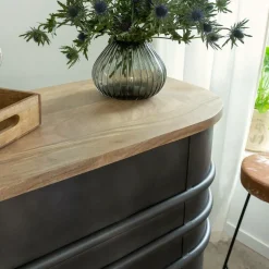 Made in Meubles Meuble Bar<Meuble bar en métal et bois de manguier Locker