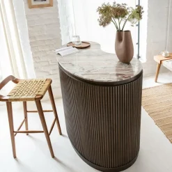 Made in Meubles Meuble Bar<Meuble bar haricot en marbre et métal Orlando