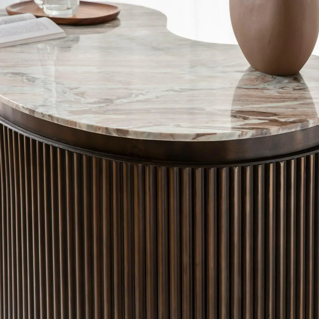 Made in Meubles Meuble Bar<Meuble bar haricot en marbre et métal Orlando