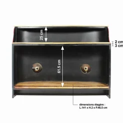 Made in Meubles Meuble Bar<Meuble bar noir avec plateau en bois de manguier Combi