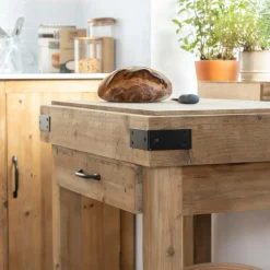 Made in Meubles Ilot Central<Meuble bas cuisine en bois recyclé Garance