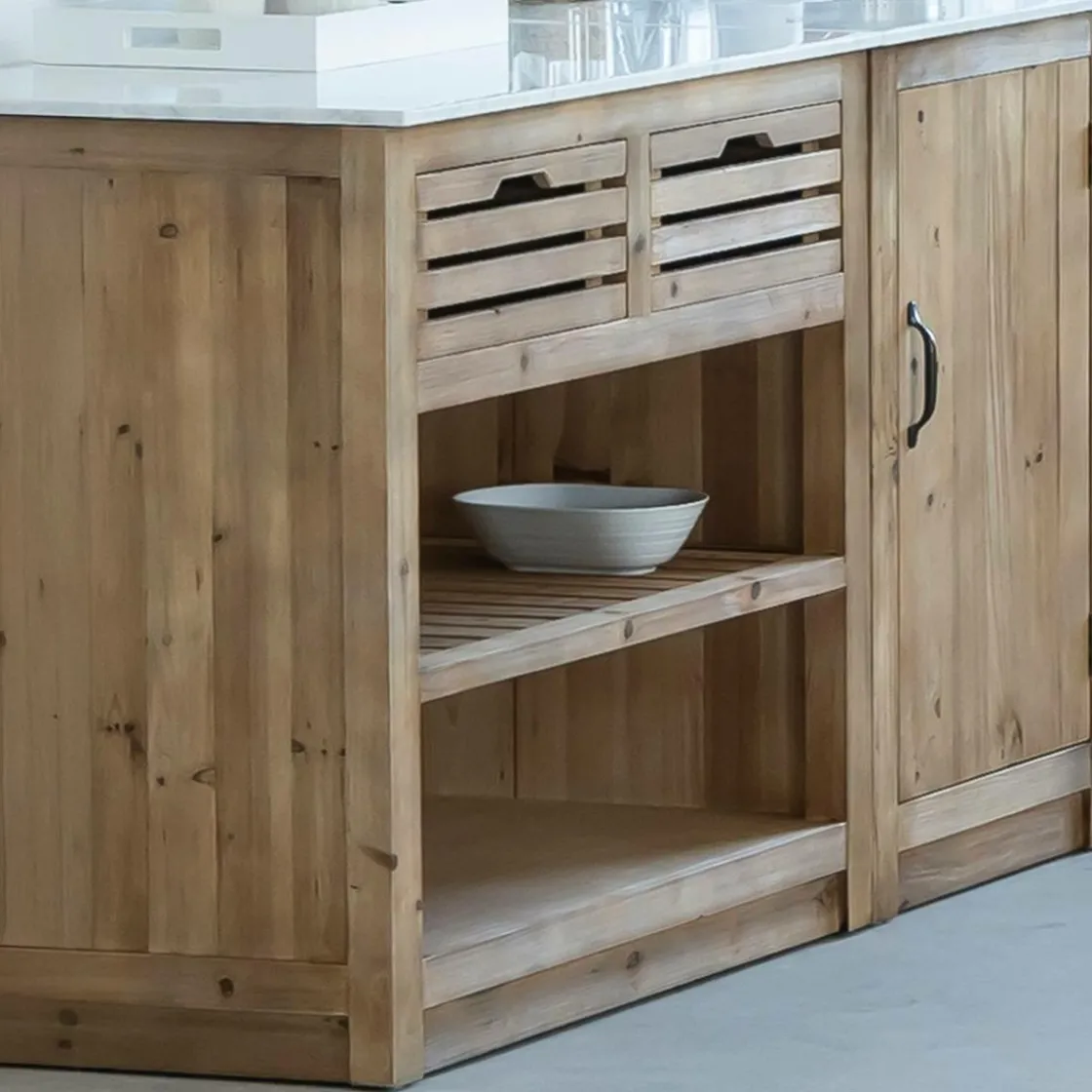 Made in Meubles Meuble Bas<Meuble bas de cuisine 2 tiroirs + 1 étagère Epure