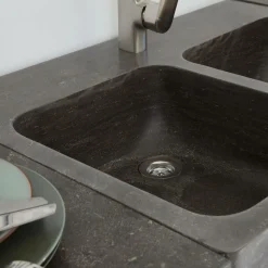 Made in Meubles Meuble Bas<Meuble bas de cuisine en bois recyclé et pierre bleue Romain