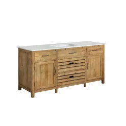 Made in Meubles Meuble Bas<Meuble de cuisine en vieux pin et marbre blanc Epure