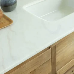 Made in Meubles Meuble Bas<Meuble de cuisine en vieux pin et marbre blanc Epure