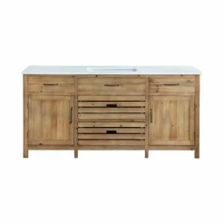 Made in Meubles Meuble Bas<Meuble de cuisine en vieux pin et marbre blanc Epure