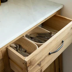 Made in Meubles Meuble Bas<Meuble de cuisine en vieux pin et marbre blanc Epure