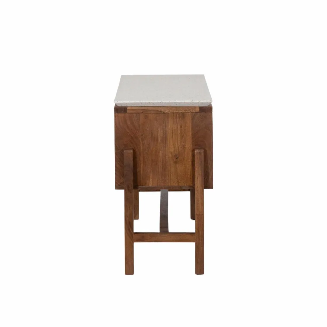 Made in Meubles Meuble Sous Vasque<Meuble sous vasque 2 portes en bois d'acacia et terrazzo Kaelis