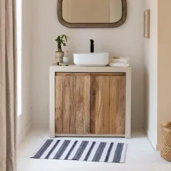 Made in Meubles Meuble Sous Vasque<Meuble sous vasque 2 portes en bois effet béton et bois recyclé Dalva