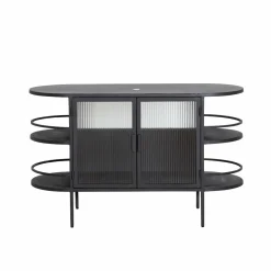 Made in Meubles Meuble Sous Vasque<Meuble sous vasque arrondi en métal et verre strié Elizabeth