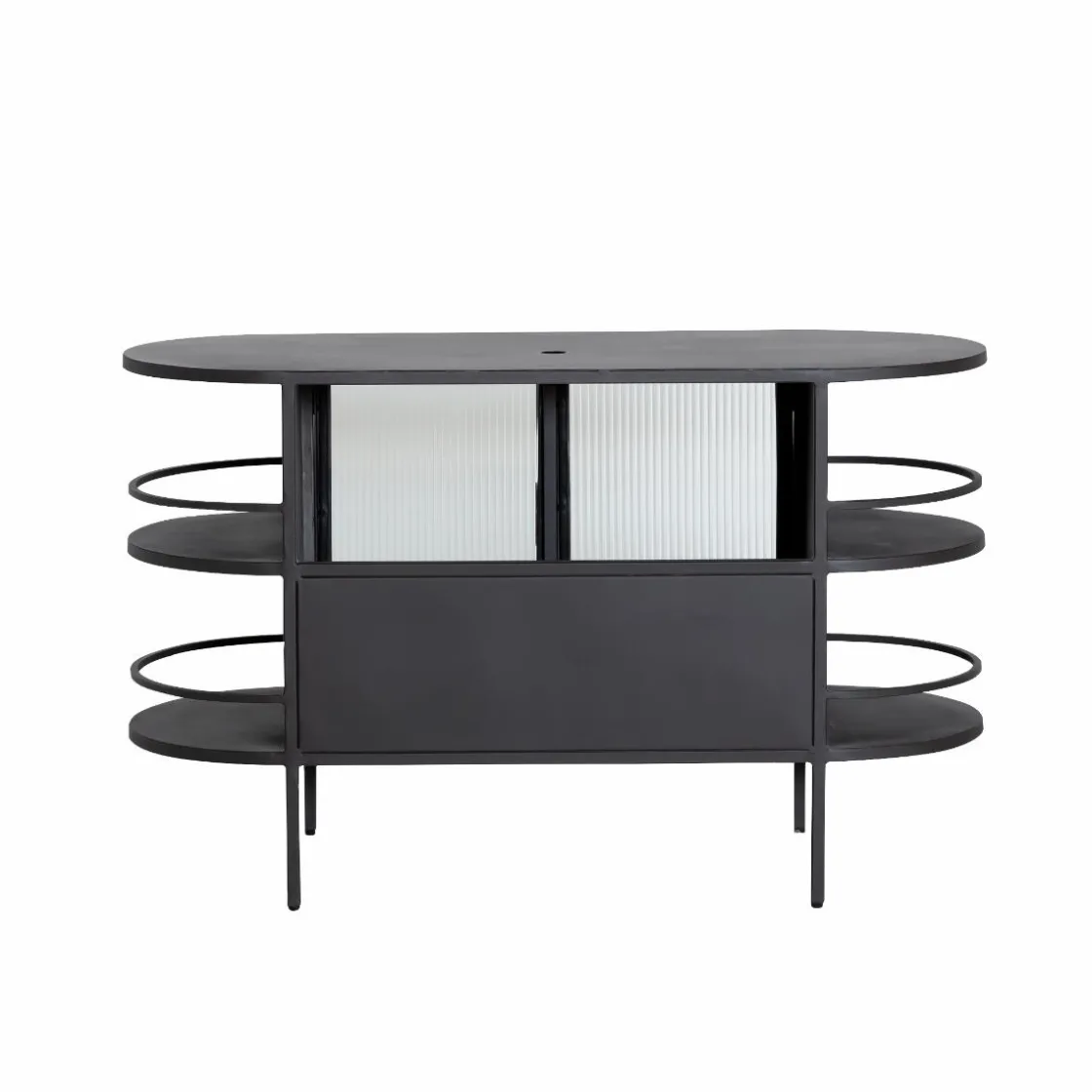 Made in Meubles Meuble Sous Vasque<Meuble sous vasque arrondi en métal et verre strié Elizabeth