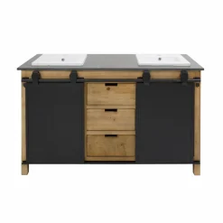 Made in Meubles Meuble Sous Vasque<Meuble sous vasque en bois recyclé et métal Jade