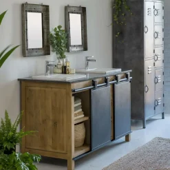 Made in Meubles Meuble Sous Vasque<Meuble sous vasque en bois recyclé et métal Jade