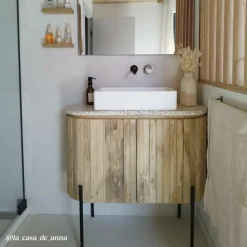 Made in Meubles Meuble Sous Vasque<Meuble sous vasque en bois de manguier et terrazzo Lou