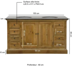 Made in Meubles Meuble Sous Vasque<Meuble sous vasque en bois recyclé Ambre