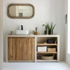 Made in Meubles Meuble Sous Vasque<Meuble sous vasque en bois effet béton et bois recyclé Dalva