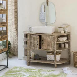 Made in Meubles Meuble Sous Vasque<Meuble sous vasque en bois de manguier blanchi Sienna