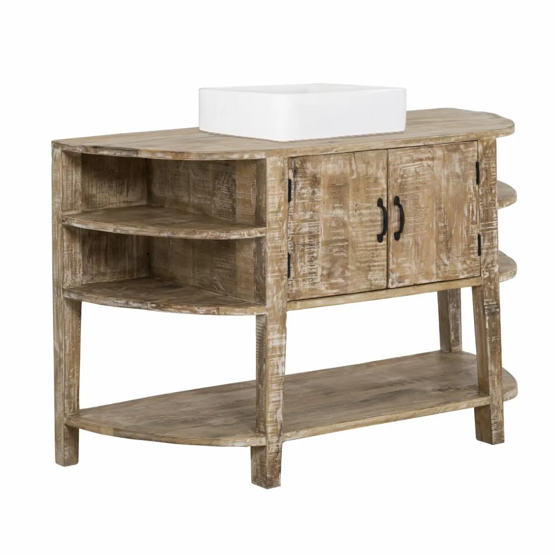 Made in Meubles Meuble Sous Vasque<Meuble sous vasque en bois de manguier blanchi Sienna