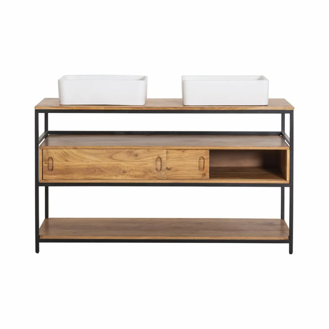 Made in Meubles Meuble Sous Vasque<Meuble sous vasque en bois d'acacia et métal Montréal