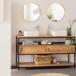 Made in Meubles Meuble Sous Vasque<Meuble sous vasque en bois d'acacia et métal Montréal