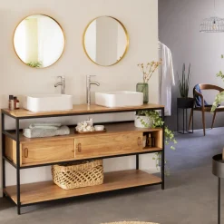 Made in Meubles Meuble Sous Vasque<Meuble sous vasque en bois d'acacia et métal Montréal