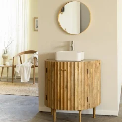 Made in Meubles Meuble Sous Vasque<Meuble sous vasque en bois de manguier et terrazzo Bao