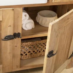 Made in Meubles Meuble Sous Vasque<Meuble sous vasque en bois recyclé et marbre Lizon