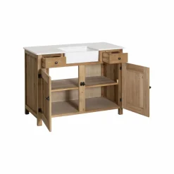 Made in Meubles Meuble Sous Vasque<Meuble sous vasque en bois recyclé et marbre Lizon