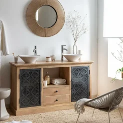 Made in Meubles Meuble Sous Vasque<Meuble sous vasque en bois de manguier Sahara