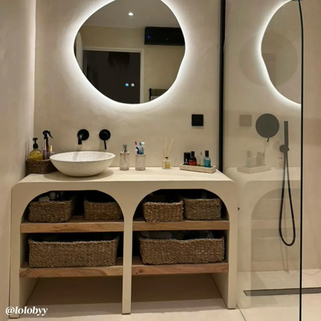 Made in Meubles Meuble Sous Vasque<Meuble sous vasque en bois effet béton et bois d'acacia Dalva