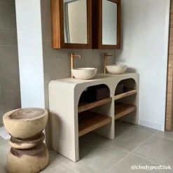 Made in Meubles Meuble Sous Vasque<Meuble sous vasque en bois effet béton et bois d'acacia Dalva