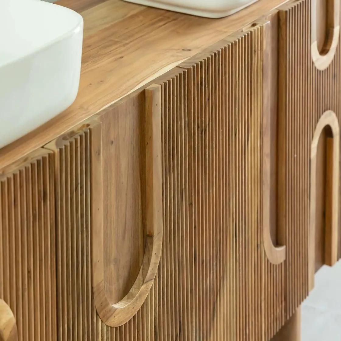 Made in Meubles Meuble Sous Vasque<Meuble sous vasque en bois d'acacia foncé Tilio