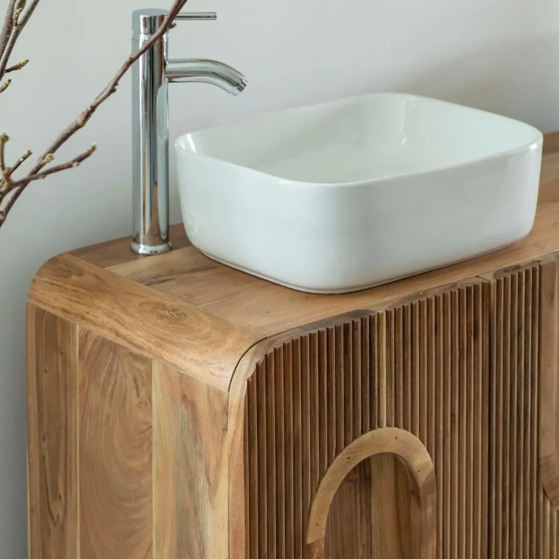 Made in Meubles Meuble Sous Vasque<Meuble sous vasque en bois d'acacia foncé Tilio