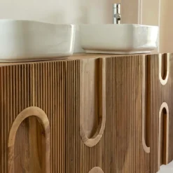 Made in Meubles Meuble Sous Vasque<Meuble sous vasque en bois d'acacia foncé Tilio