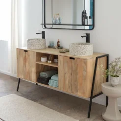 Made in Meubles Meuble Sous Vasque<Meuble sous vasque en bois de manguier et métal Jeanne