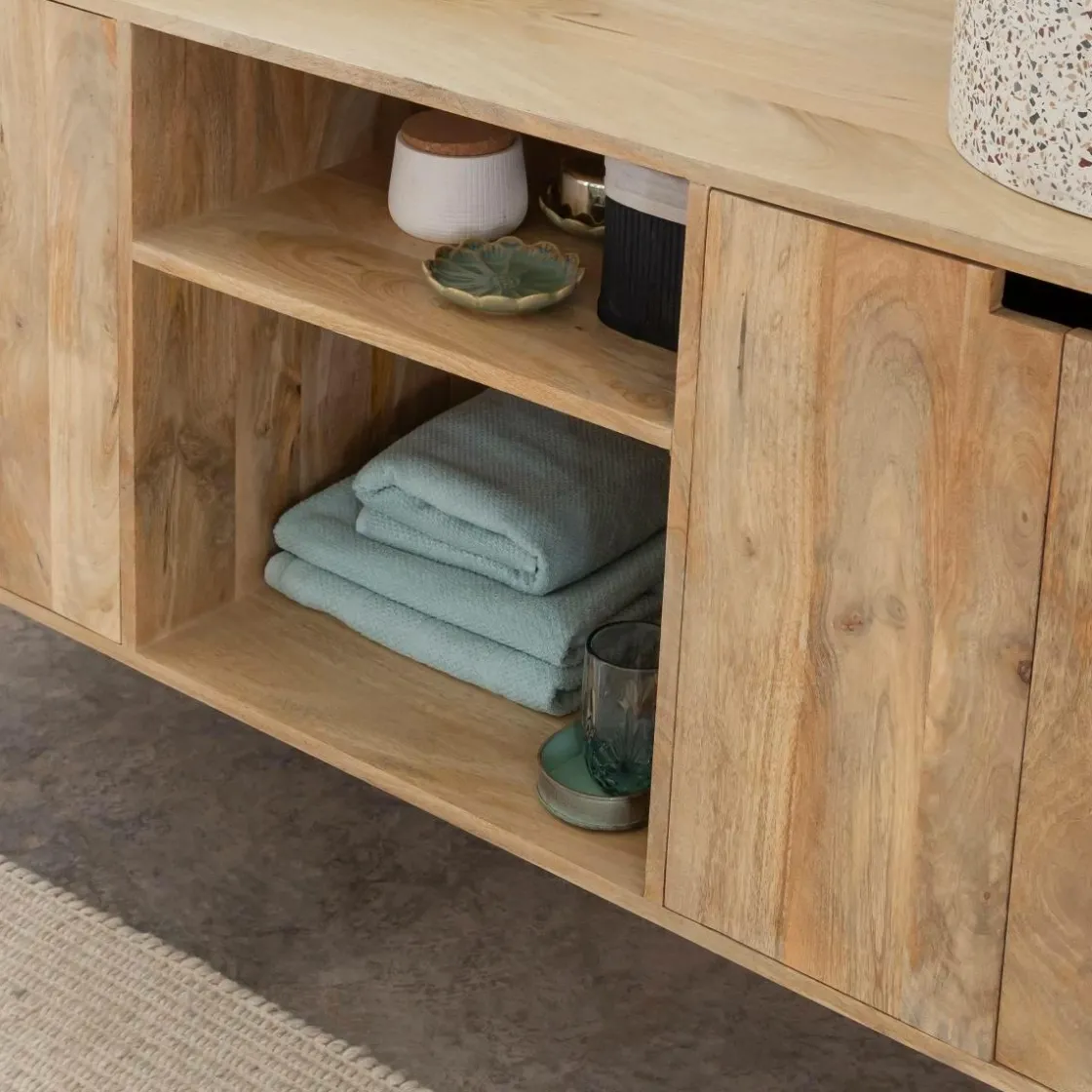 Made in Meubles Meuble Sous Vasque<Meuble sous vasque en bois de manguier et métal Jeanne