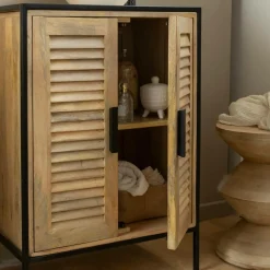 Made in Meubles Meuble Sous Vasque<Meuble sous vasque en bois de manguier et métal Coralie