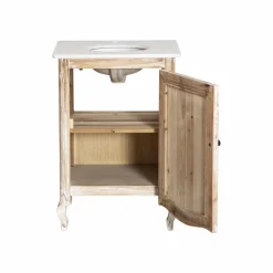 Made in Meubles Meuble Sous Vasque<Meuble sous vasque en pin recyclé blanchi et marbre blanc Gemma