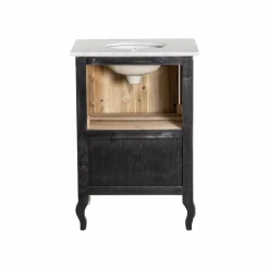 Made in Meubles Meuble Sous Vasque<Meuble sous vasque en pin recyclé blanchi et marbre blanc Gemma