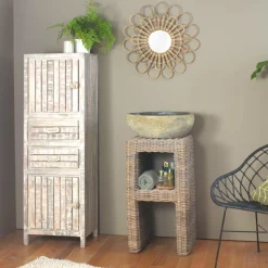 Made in Meubles Meuble Sous Vasque<Meuble sous vasque en rotin Rattan