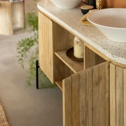 Made in Meubles Meuble Sous Vasque<Meuble sous vasque en terrazzo et bois de manguier Lou