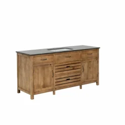 Made in Meubles Meuble Sous Vasque<Meuble sous vasque en vieux pin et pierre bleue Garance